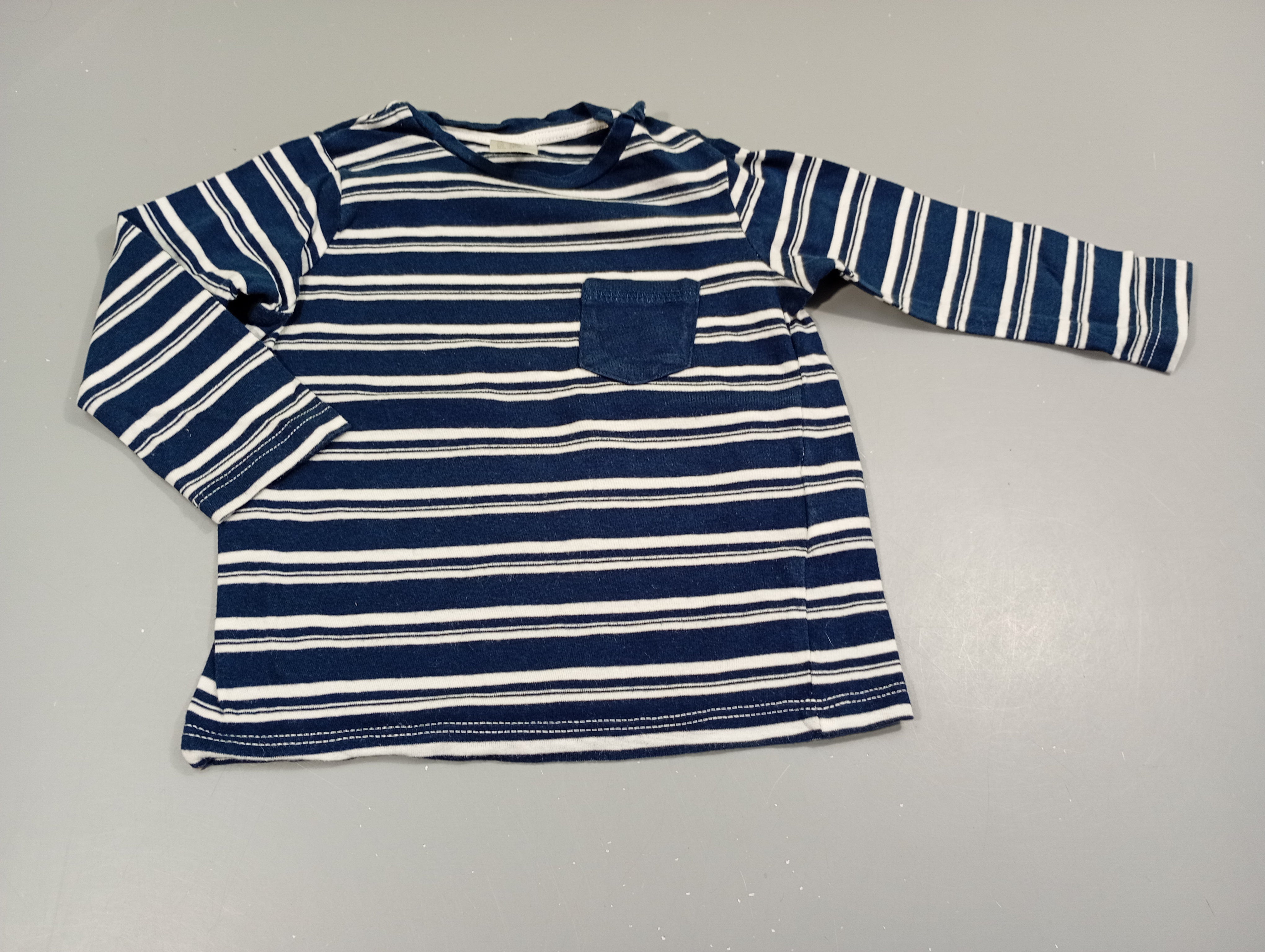 T-shirt m.l bleu marine rayé blanc