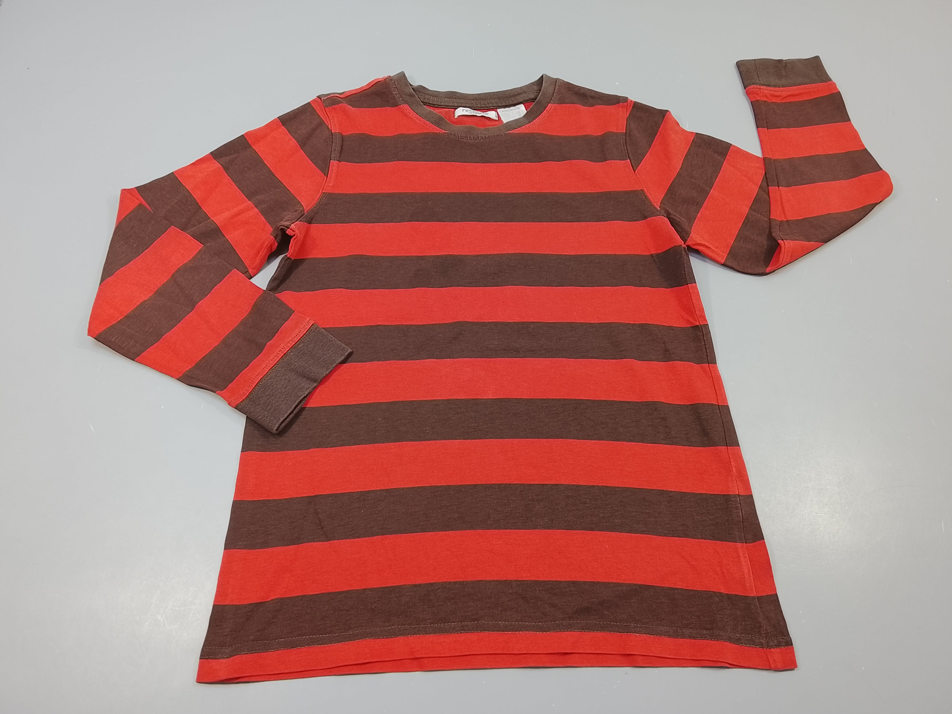 T-shirt m.l rayé brun, orange