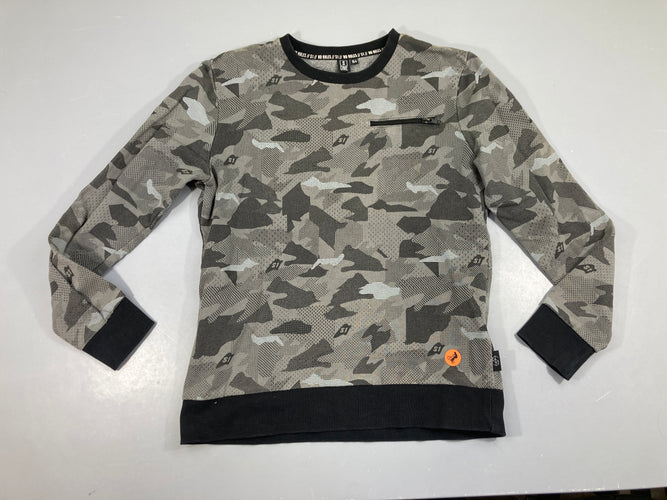 Sweat gris motifs poche zip, moins cher chez Petit Kiwi