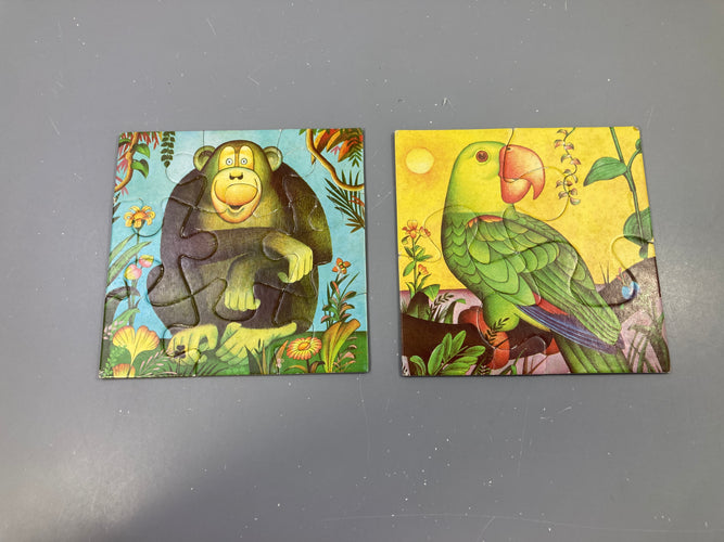 2 Puzzle cartonnés animaux, moins cher chez Petit Kiwi