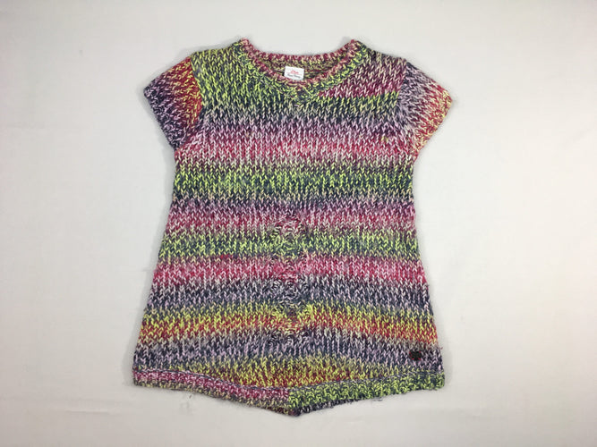 Tunique pull m.c rose/jaune chiné, 15% laine, moins cher chez Petit Kiwi