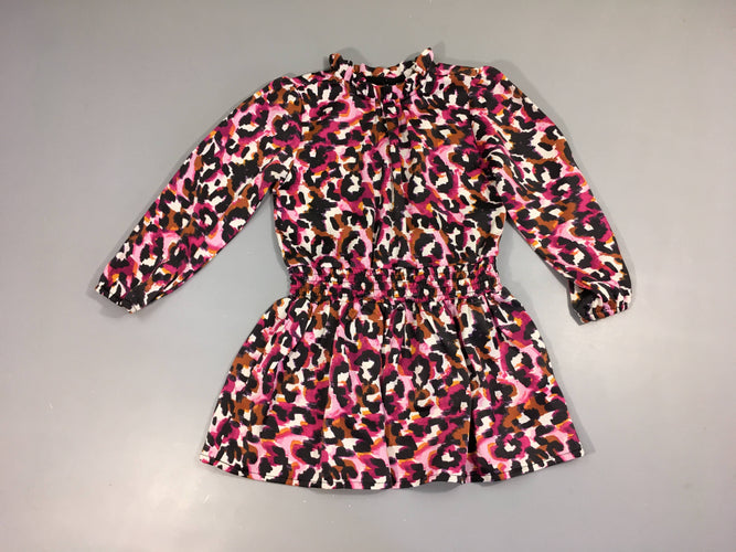Robe m.l synthétique léopard mauve/blanc/bleu marine, B.Nosy, moins cher chez Petit Kiwi