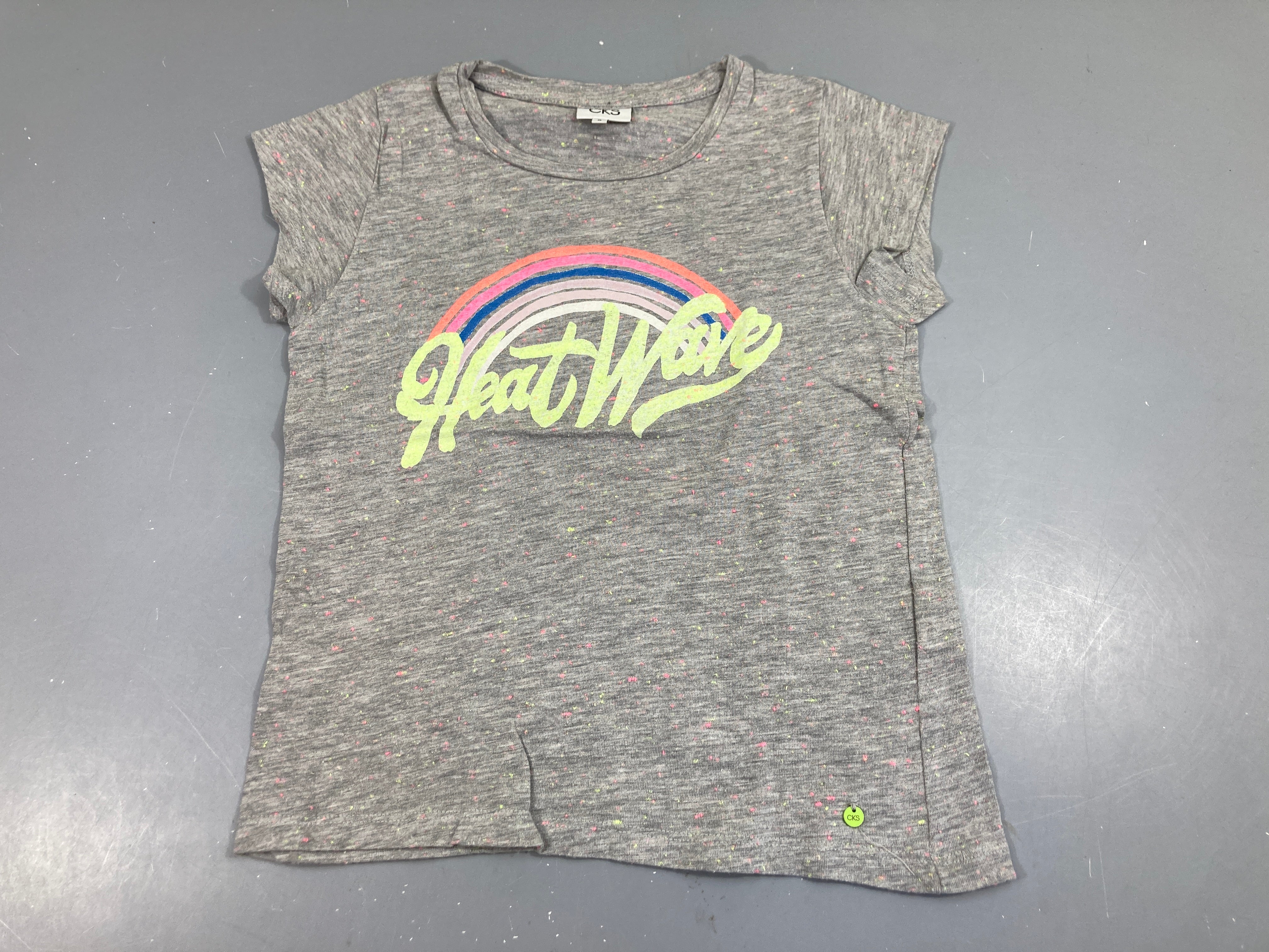 T-shirt m.c jersey gris clair chiné fluo arc en ciel