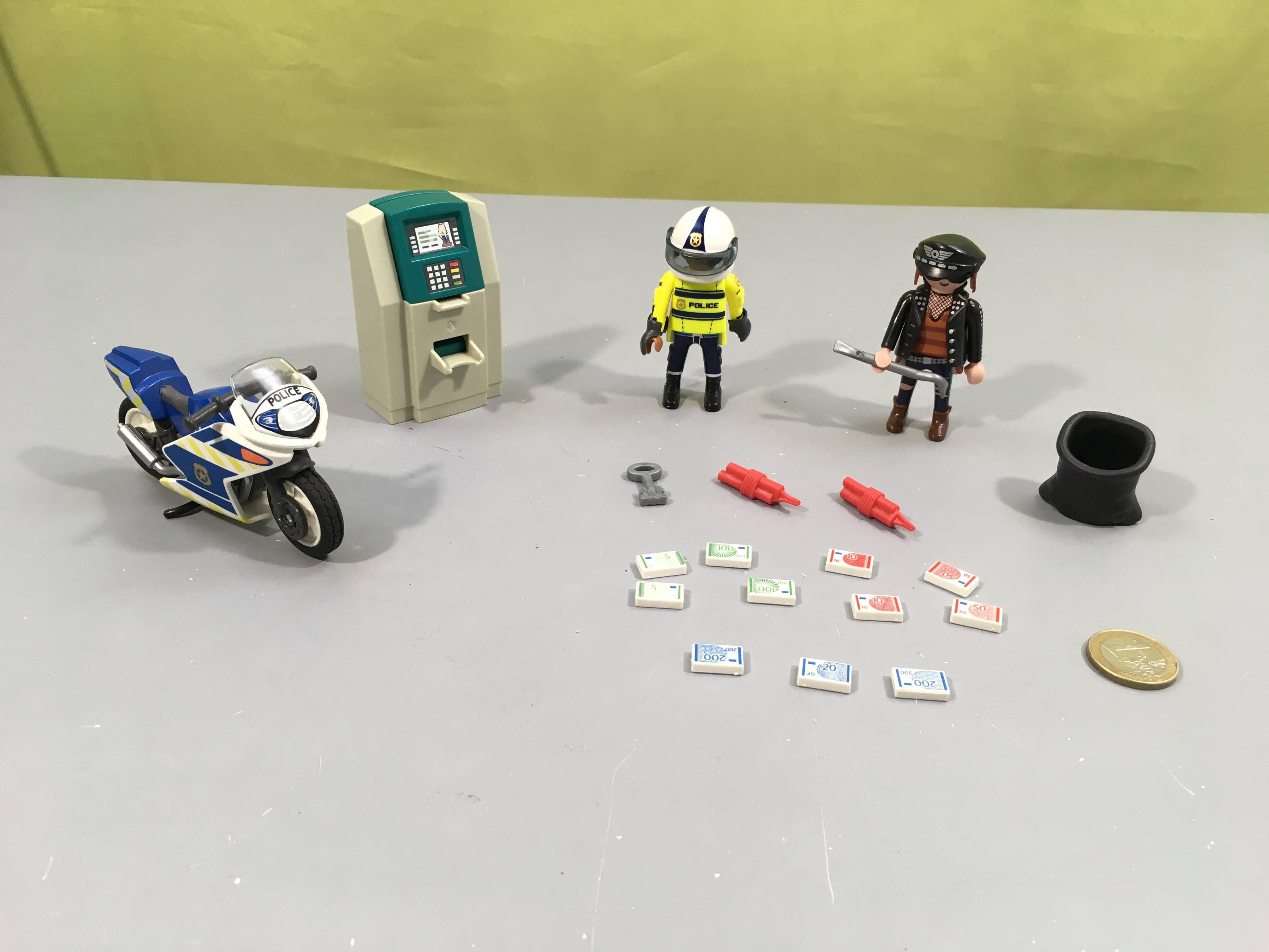 Policier avec moto et voleur, City Action 70572 - manque 1 billet bleu