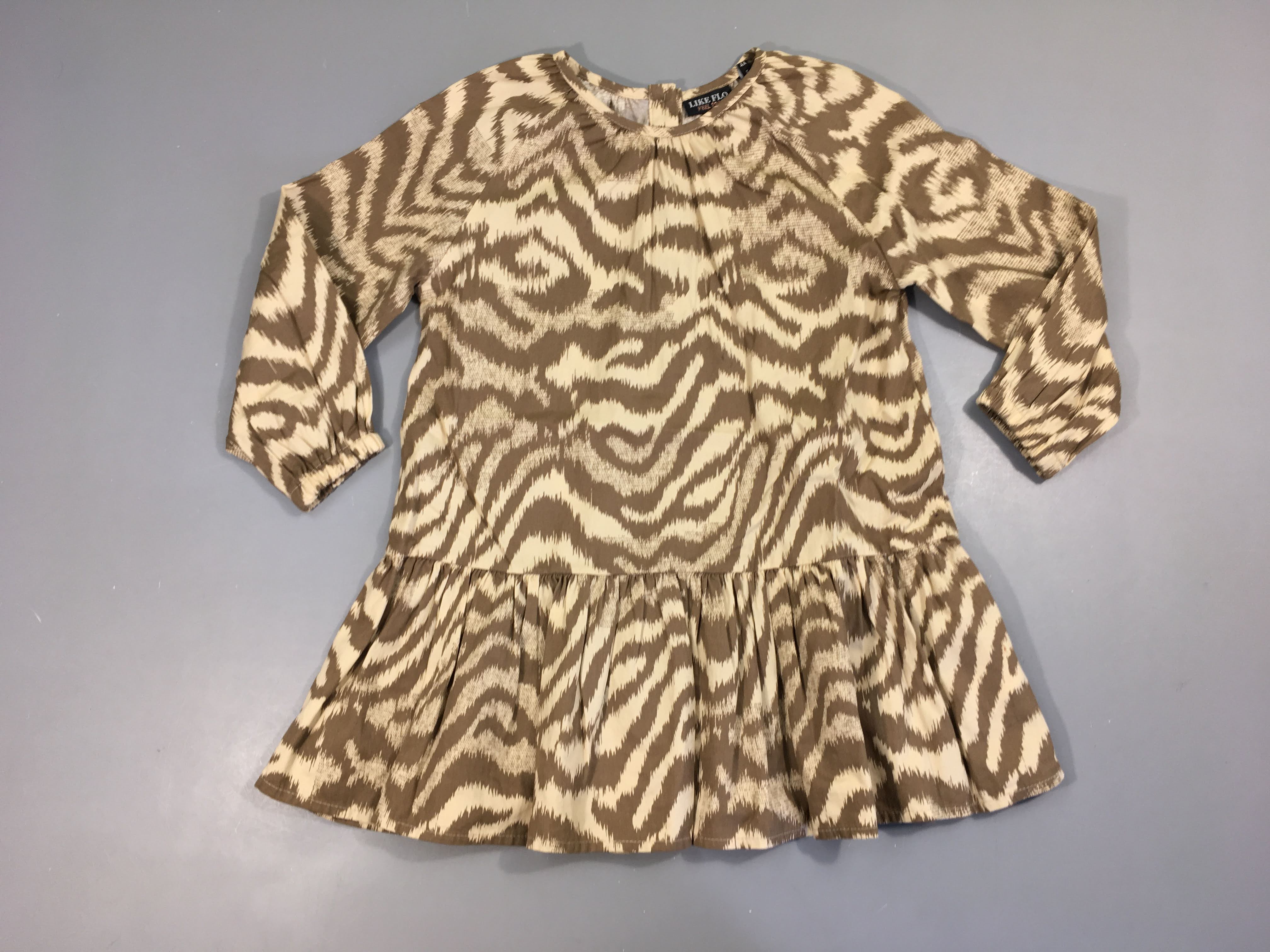 Robe m.l coton brun/beige, Like Flo