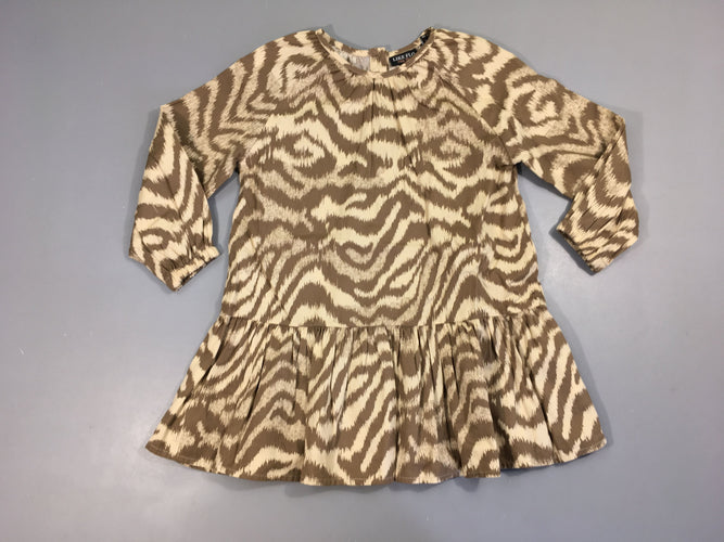 Robe m.l coton brun/beige, Like Flo, moins cher chez Petit Kiwi