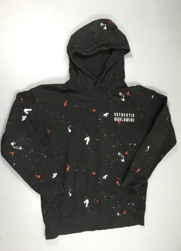 Sweat à capuche noir motifs effet tâches, un peu bouloché, moins cher chez Petit Kiwi