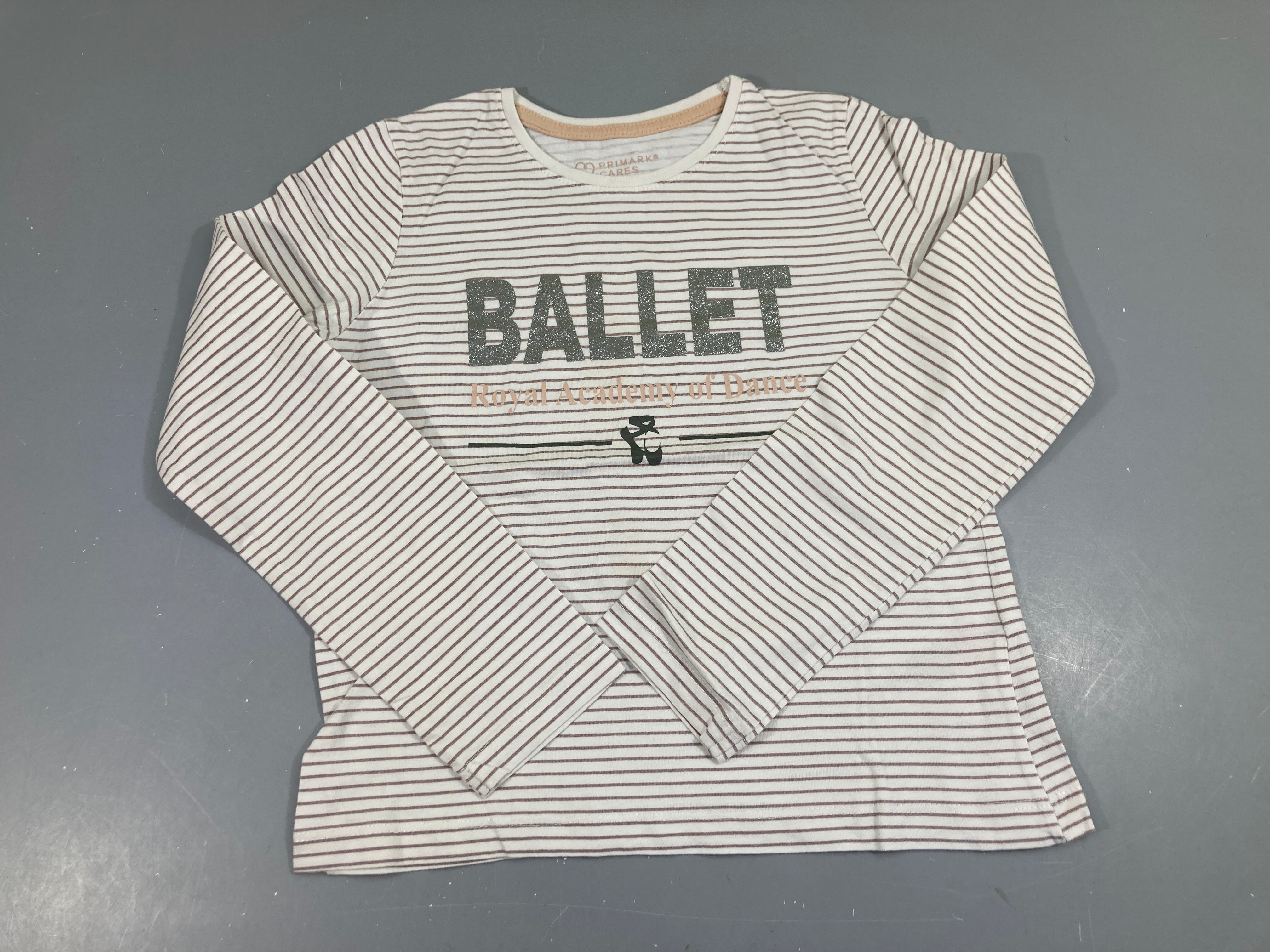 T-shirt m.l jersey rayures blanc/brun, ballet