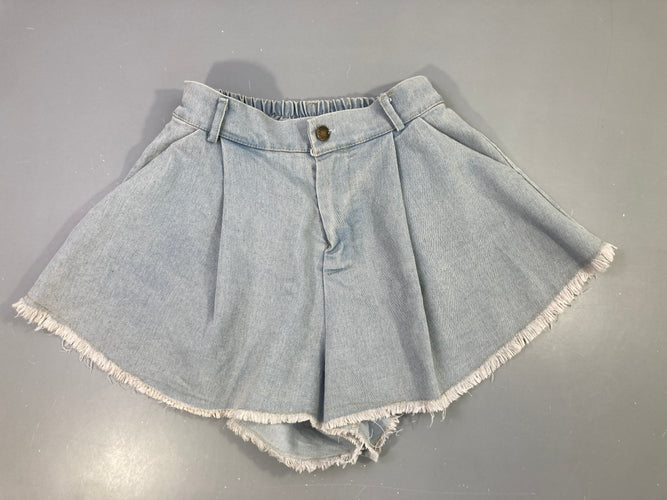 Short Denim ample clair taille élastique effet effiloché, moins cher chez Petit Kiwi