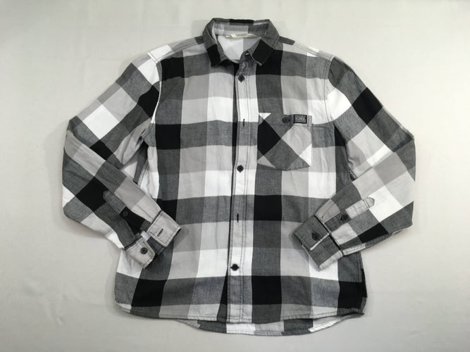 Chemise m.l Flanelle à carreaux blanc-gris-noir, moins cher chez Petit Kiwi