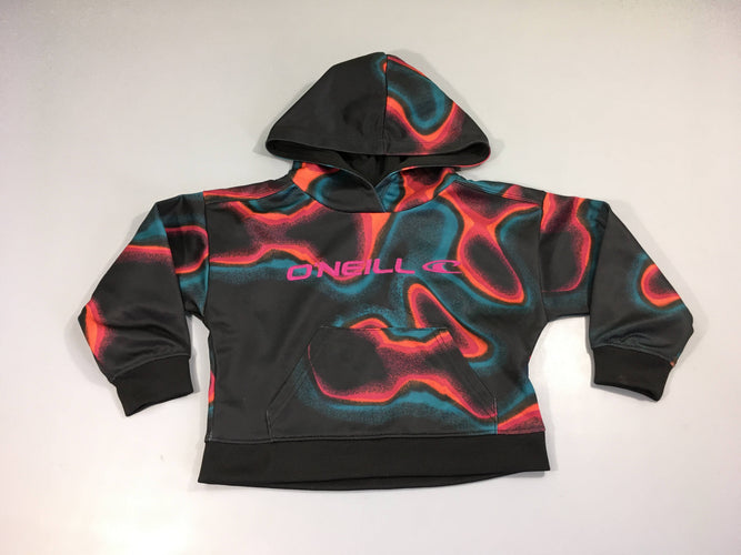 Sweat à capuche synthétique noir bariolé, moins cher chez Petit Kiwi