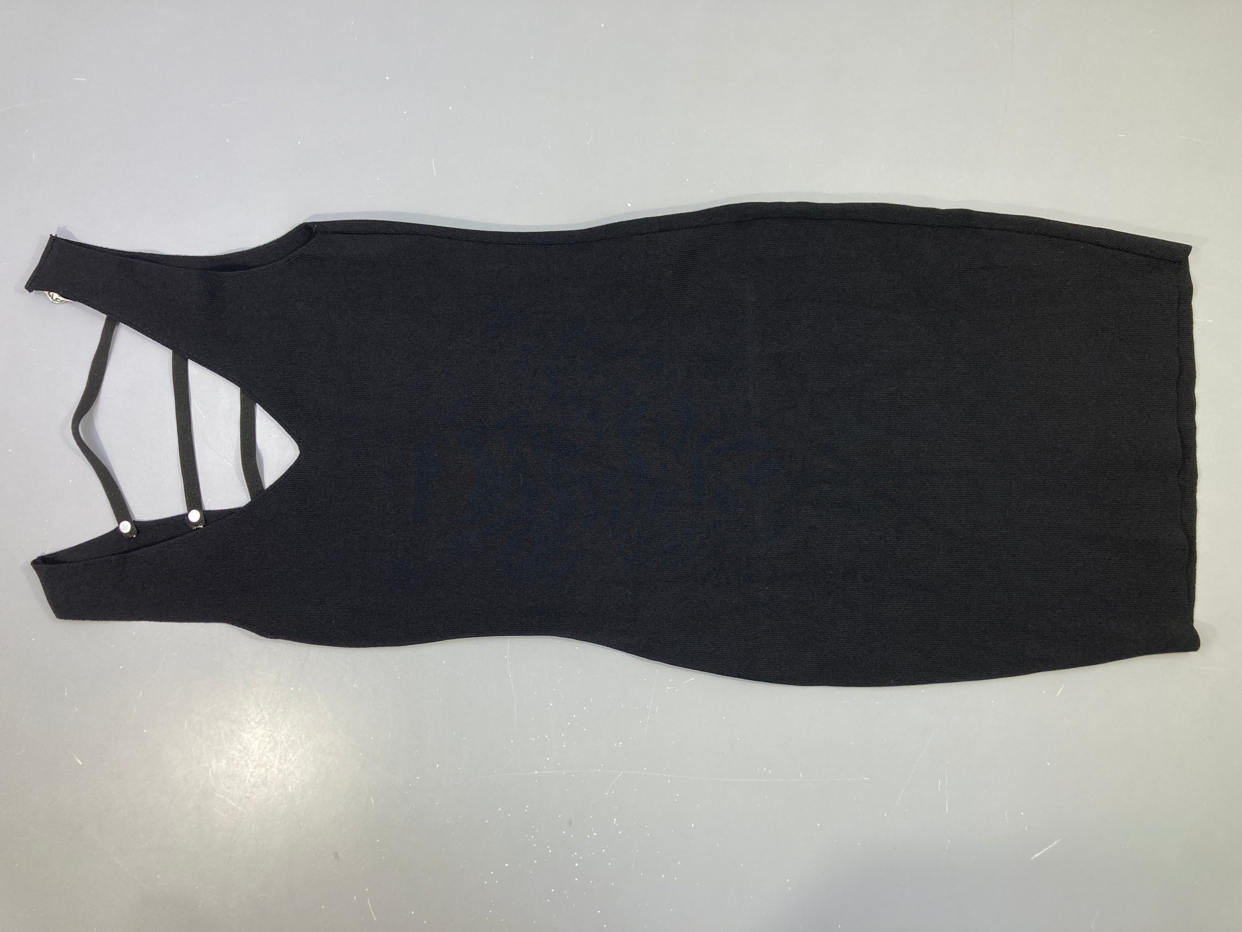 Robe bodycon noire bandes argentées dos Vinceotto