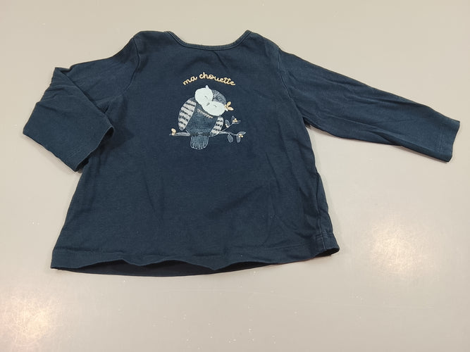 T-shirt m.l bleu marine "ma chouette", moins cher chez Petit Kiwi
