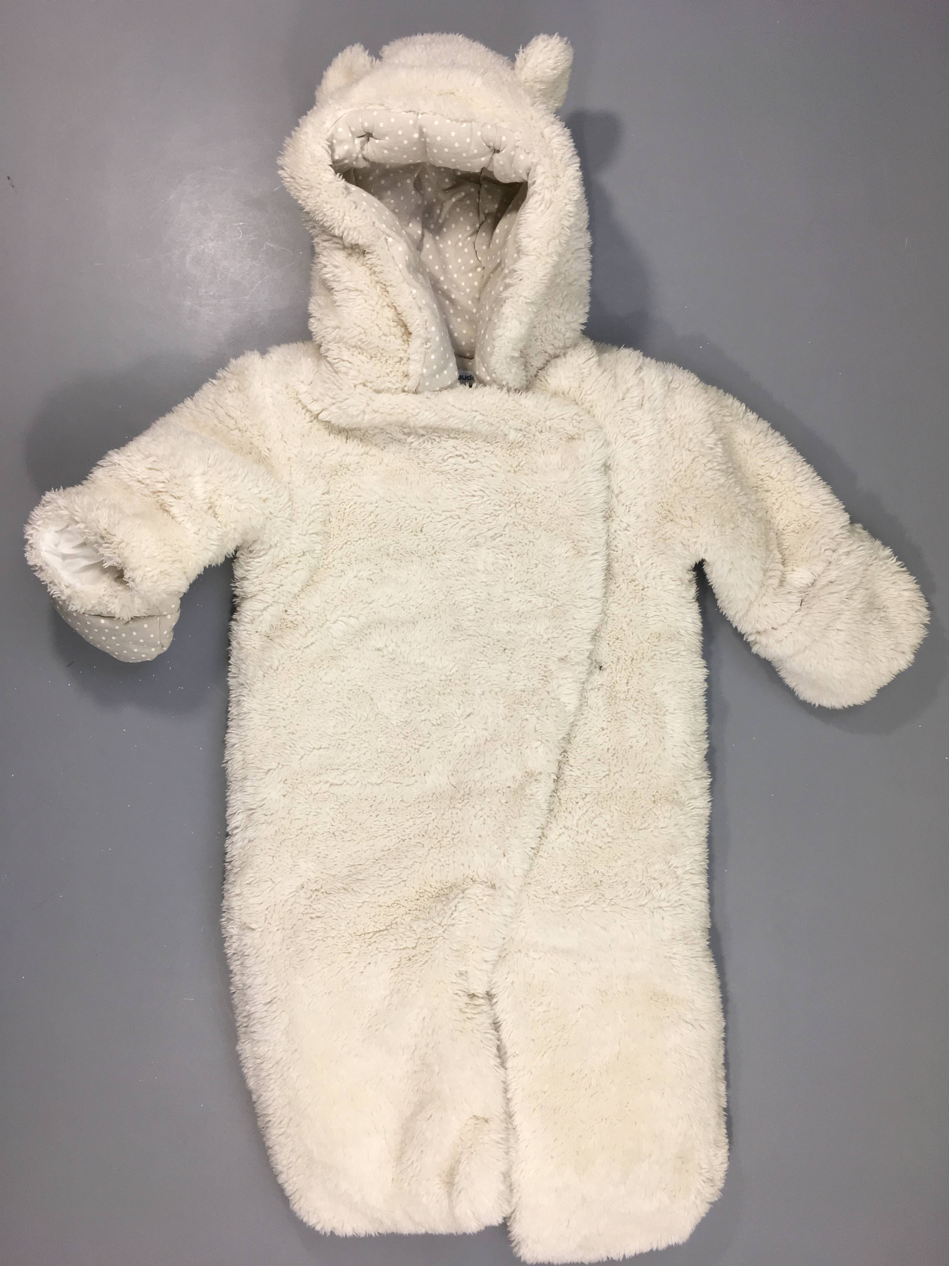 Combi pilote velours blanc à capuche