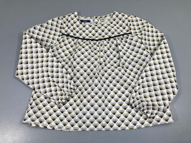 Blouse m.l  coton blanc motifs art déco, moins cher chez Petit Kiwi