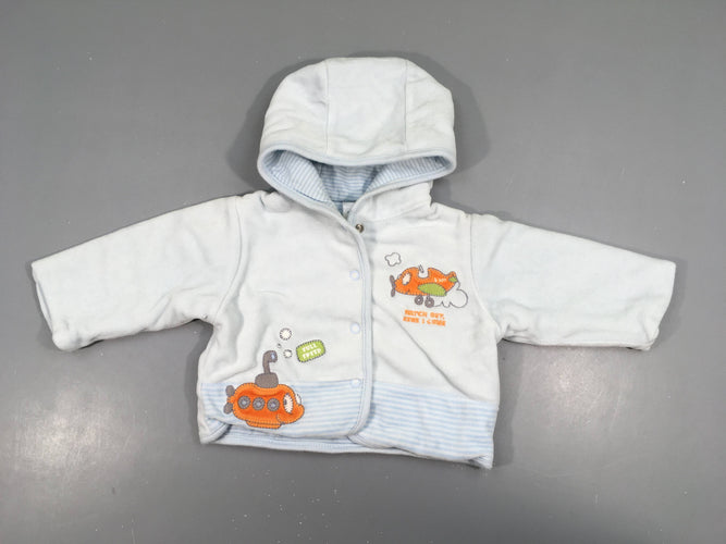 Gilet ouatiné à capuche bleu clair Avion, moins cher chez Petit Kiwi