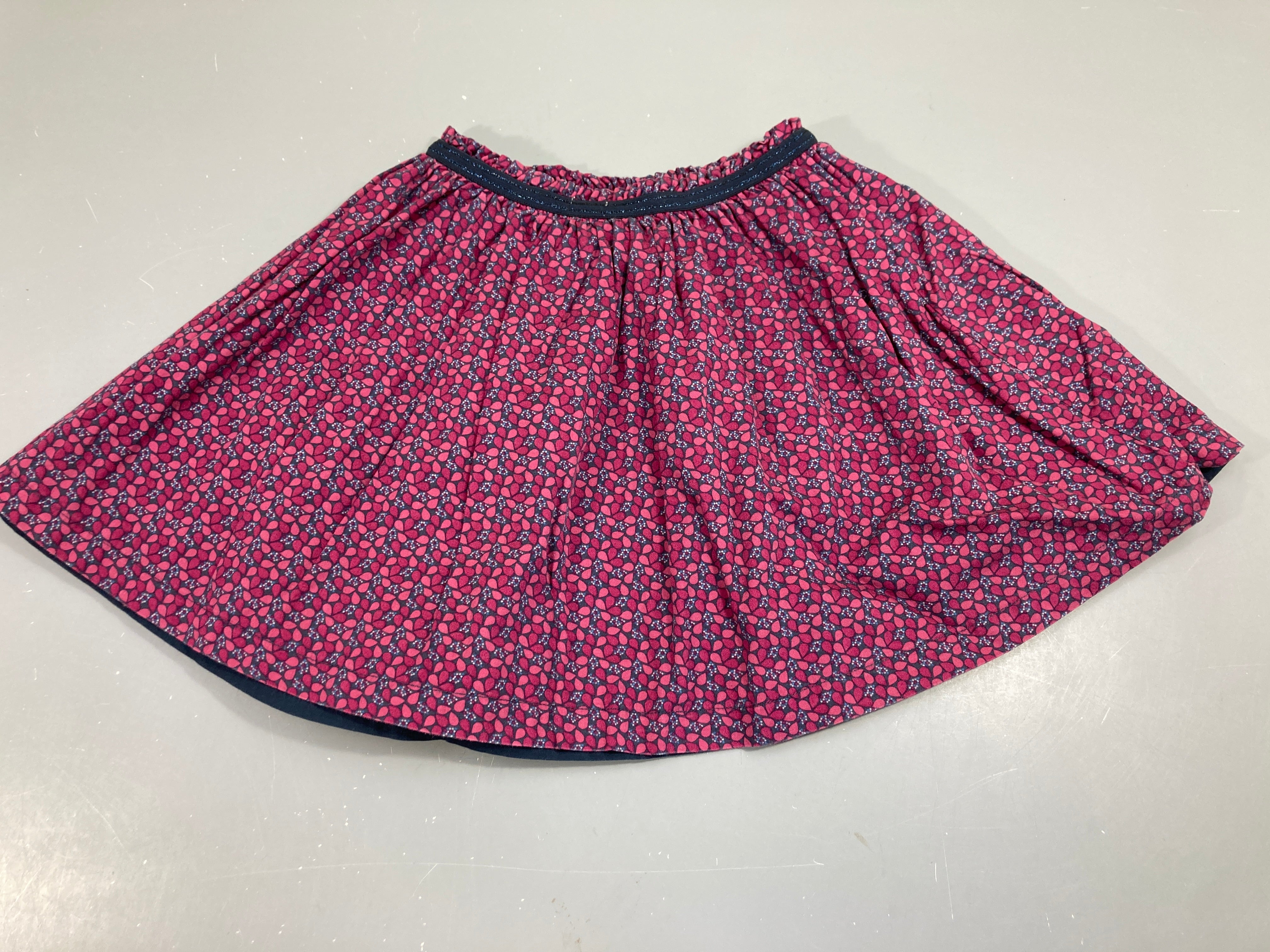 Jupe doublée coton fleurs roses et bleues