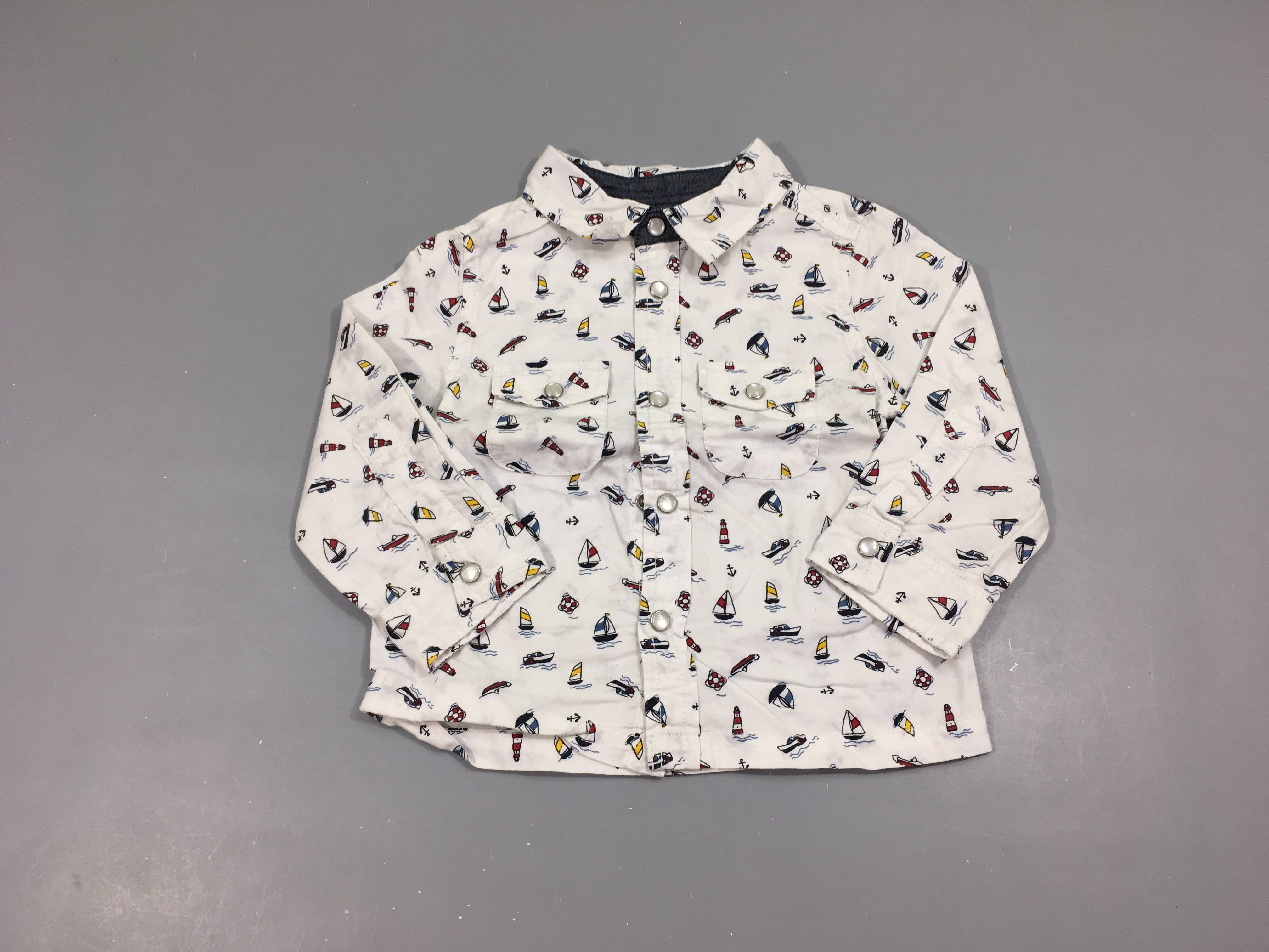 Chemise m.l blanc bateaux