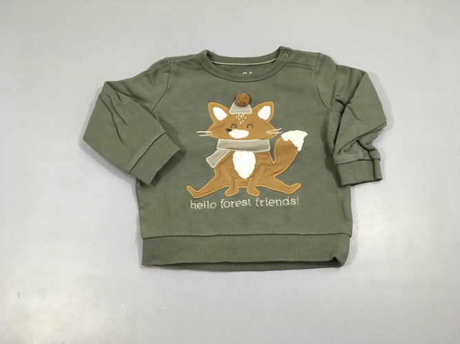 Sweat gris renard pompom, moins cher chez Petit Kiwi