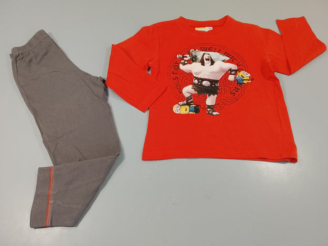 Pyjama 2pcs jersey rouge et gris les minions  + méchant, moins cher chez Petit Kiwi