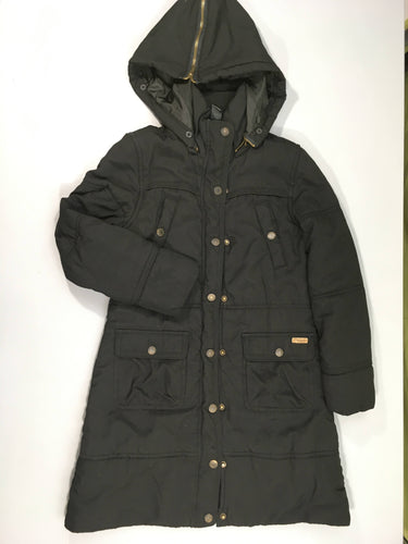 Veste ouatinée noire à capuche amovible zip, moins cher chez Petit Kiwi