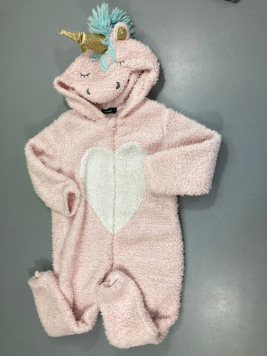 Combinaison velours zippée rose à capuche licorne, moins cher chez Petit Kiwi