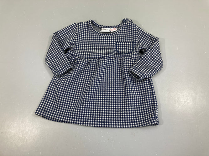 Robe m.l jersey carreaux blanc/bleu poche, moins cher chez Petit Kiwi