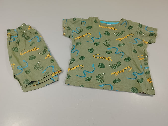 Pyjashort 2pcs jersey  vert animaux, moins cher chez Petit Kiwi