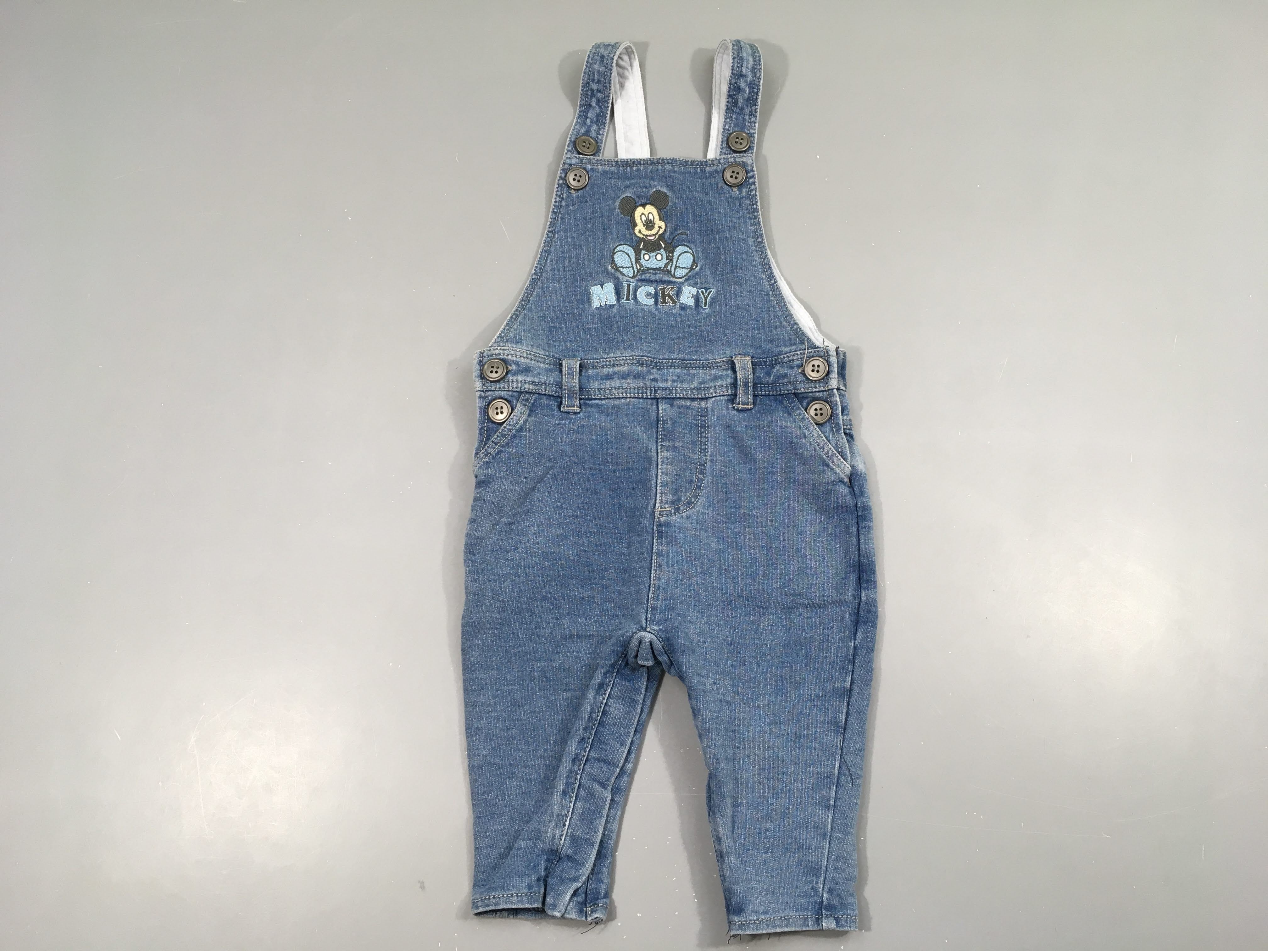 Salopette molleton denim Mickey, intérieur bouloché