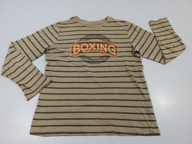 T-shirt m.l kaki rayé noir "boxing", moins cher chez Petit Kiwi