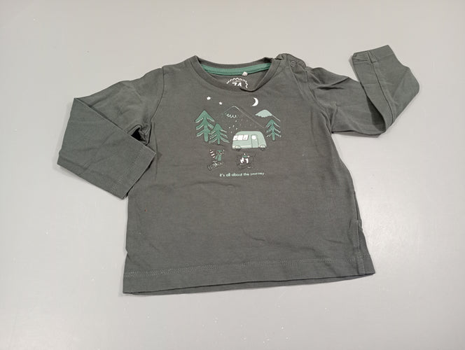 T-shirt m.l anthracite , caravane, camping., moins cher chez Petit Kiwi