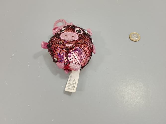 Peluche porte-clé cochon en sequins réversibles, moins cher chez Petit Kiwi