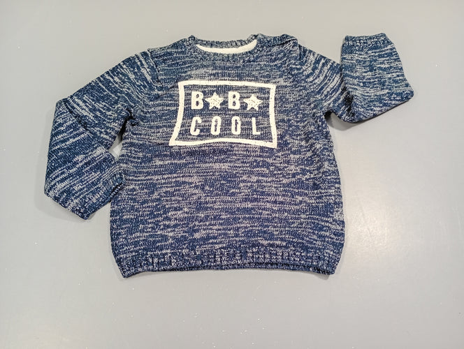 Pull bleu marine flammé blanc " bébé cool", moins cher chez Petit Kiwi