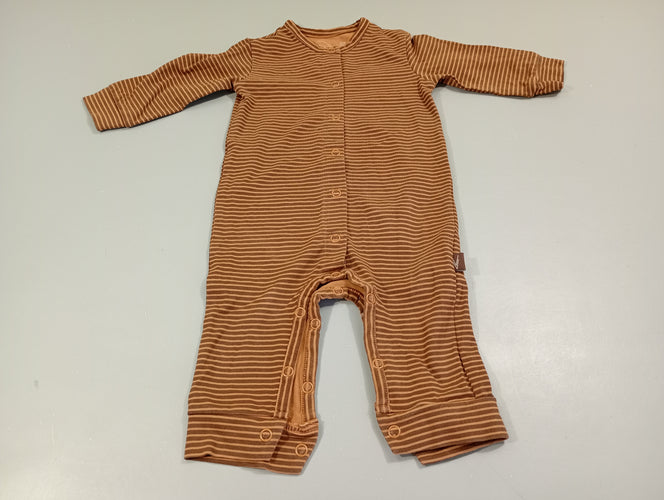 Pyjama jersey brun rayé, moins cher chez Petit Kiwi