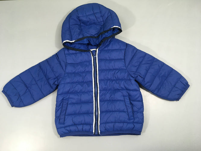 Doudoune light à capuche bleue, moins cher chez Petit Kiwi