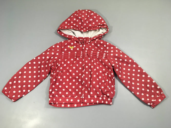 Coupe-vent doublé jersey rose pois à capuche, moins cher chez Petit Kiwi