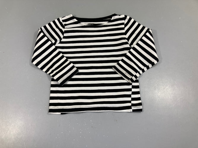 T-shirt m.l blanc rayé noir, moins cher chez Petit Kiwi