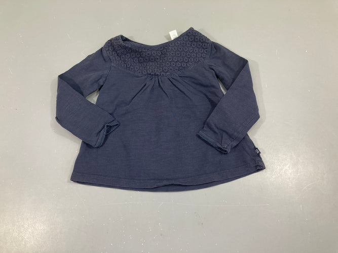 T-shirt m.l bleu foncé avant broderies, moins cher chez Petit Kiwi