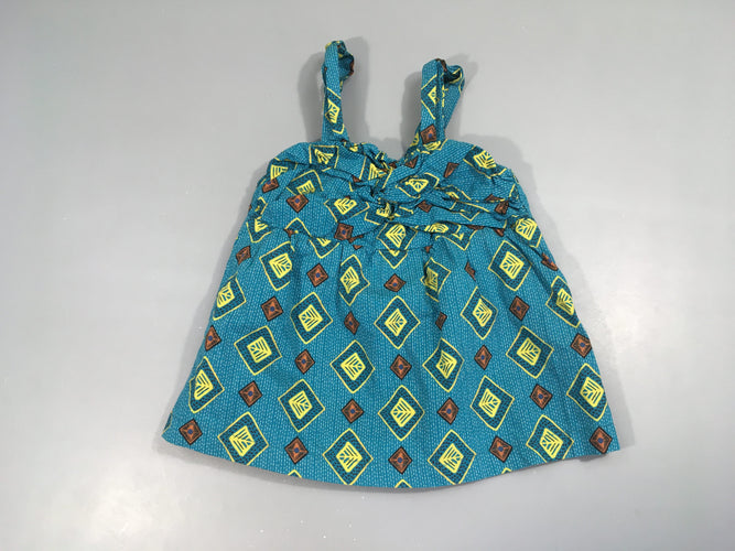 Blouse fines bretelles bleu motifs africains, moins cher chez Petit Kiwi