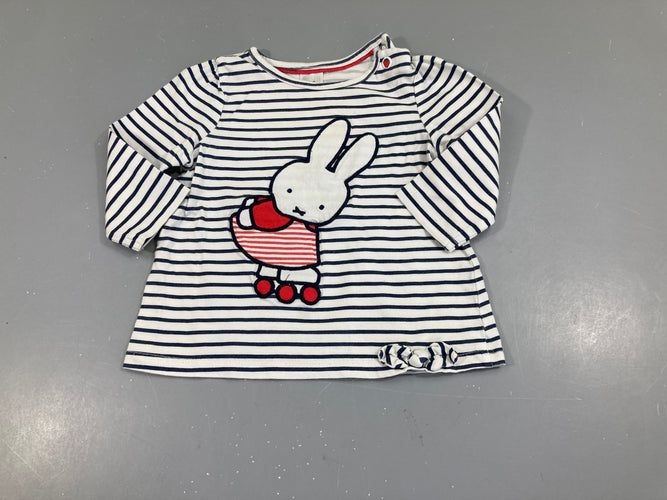 T-shirt m.l blanc rayé bleu foncé, moins cher chez Petit Kiwi
