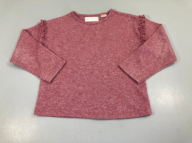 Pull léger rose/mauve froufrous, légèrement bouloché, moins cher chez Petit Kiwi