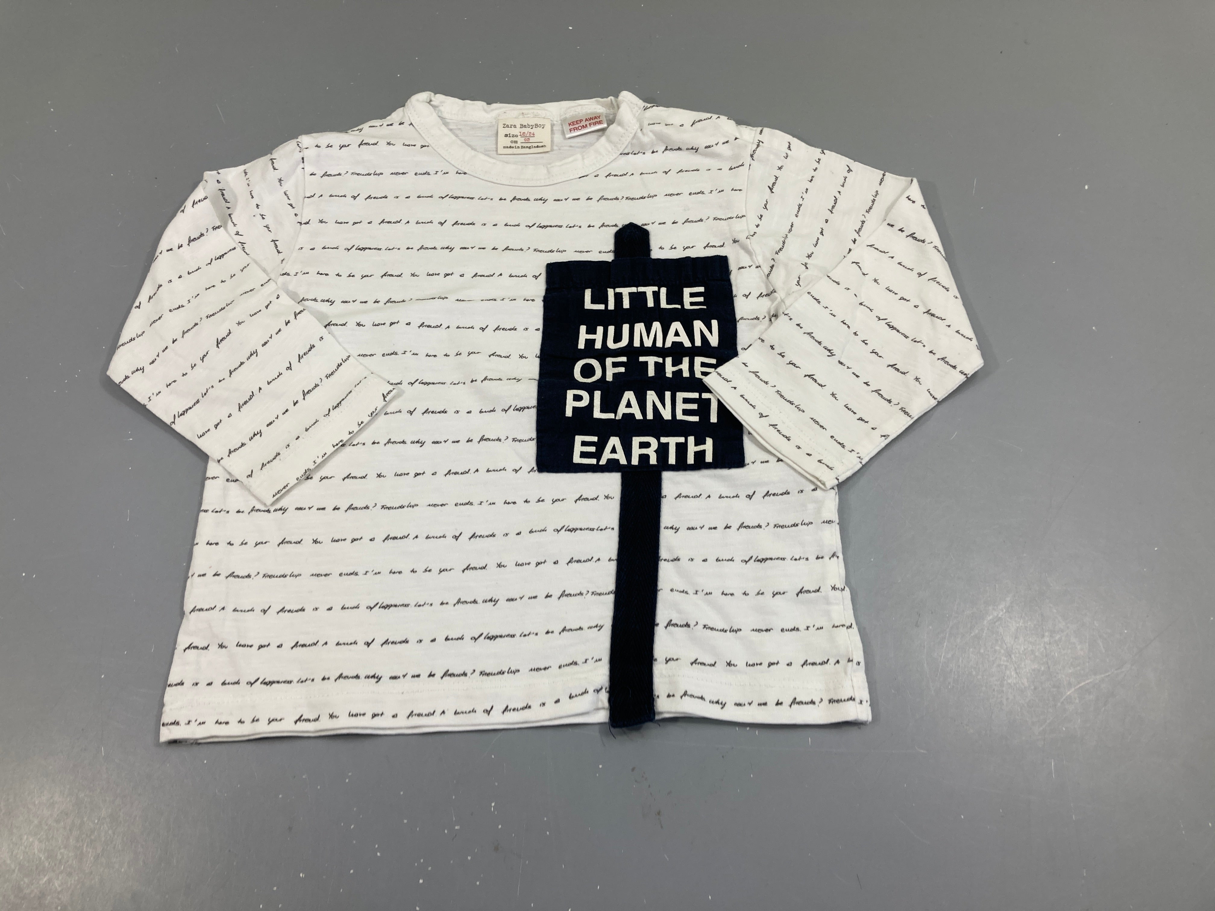 T-shirt m.l blanc écritures little human