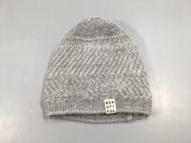 Bonnet mailles grises doublé polar, moins cher chez Petit Kiwi