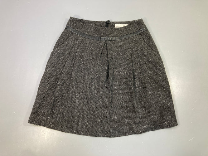 Jupe tweed grise bordure cuir 34, moins cher chez Petit Kiwi