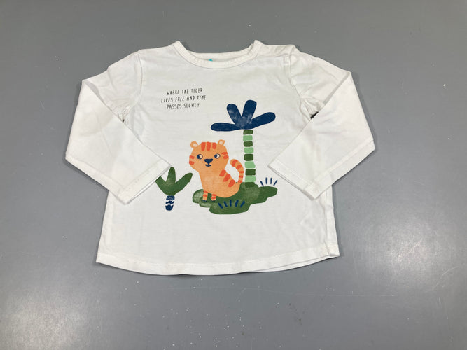 T-shirt m.l blanc tigre, moins cher chez Petit Kiwi