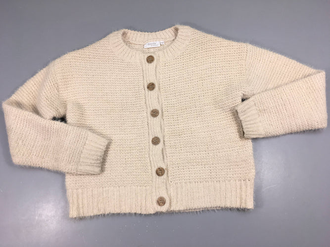 Gilet écru mailles texturée-Bas des manches à relaver, moins cher chez Petit Kiwi
