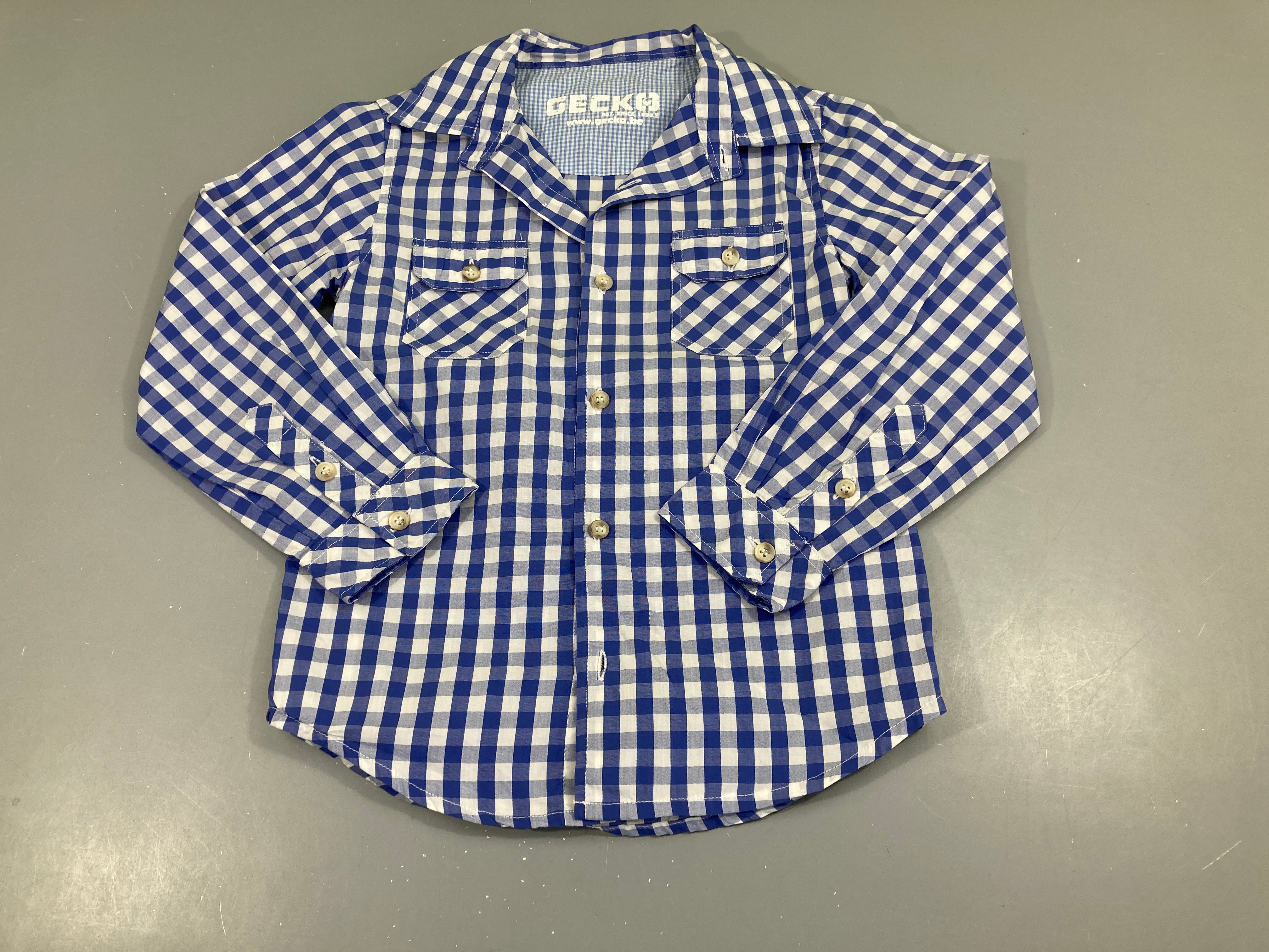 Chemise m.l carreaux blanc/bleu Gecko