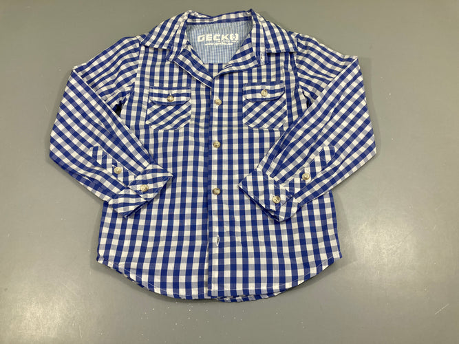 Chemise m.l carreaux blanc/bleu Gecko, moins cher chez Petit Kiwi