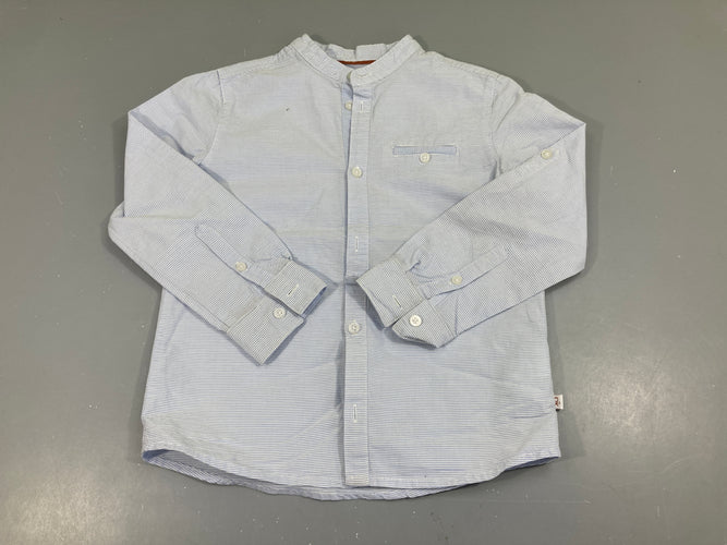 Chemise col mao blanc rayé bleu, moins cher chez Petit Kiwi