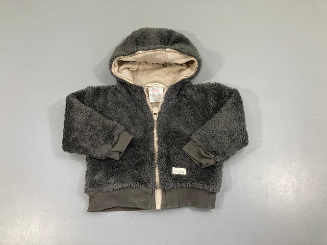 Gilet velours gris foncé à capuche, moins cher chez Petit Kiwi